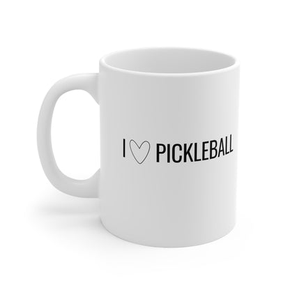 I Heart Pickleball 11 Oz White Coffee Mug