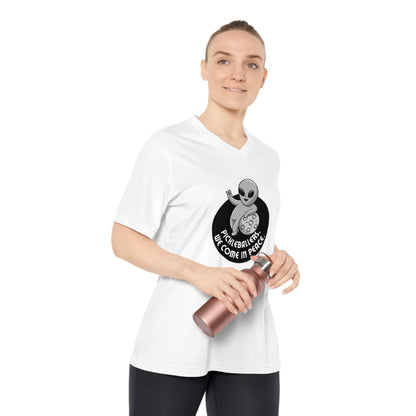 Pickleballers.  We Come In Peace. Women's Performance V-Neck