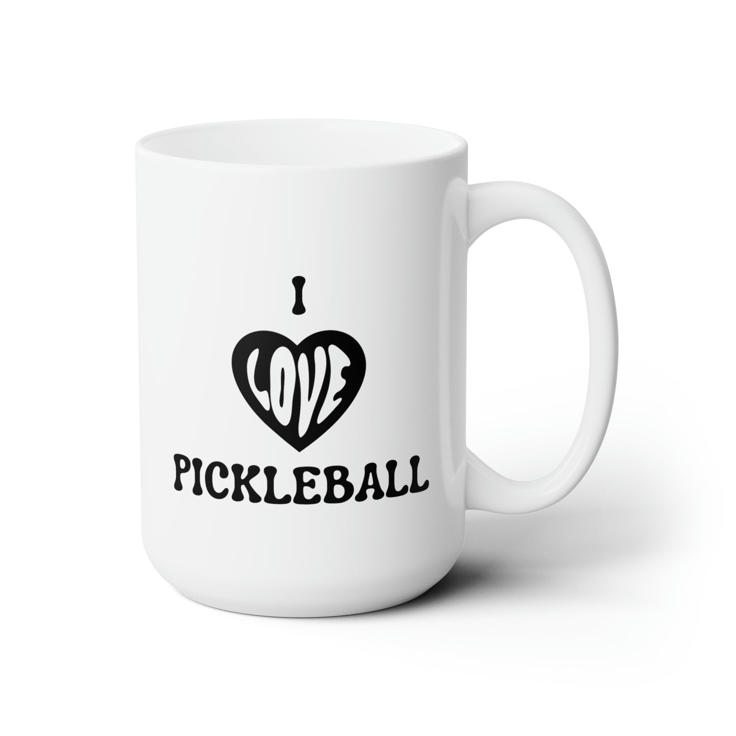 I Love Pickleball 15 Oz White Coffee Mug