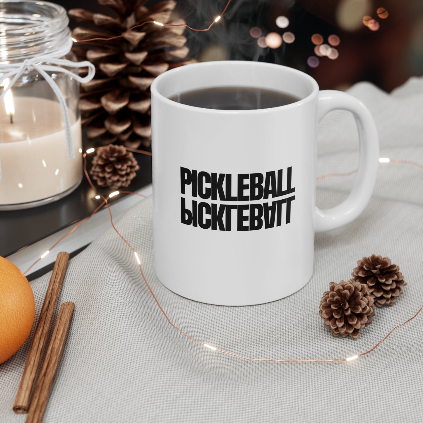 Pickleball Mirrored 11 Oz White Coffee Mug