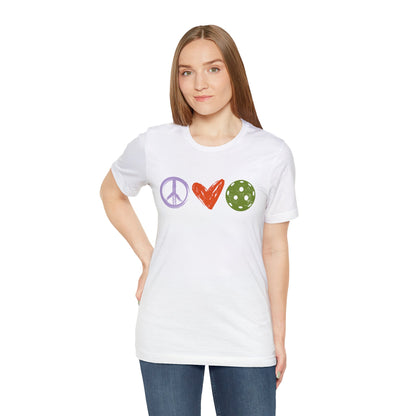 Peace, Love, Pickleball. Color Imprint. Bella+Canvas