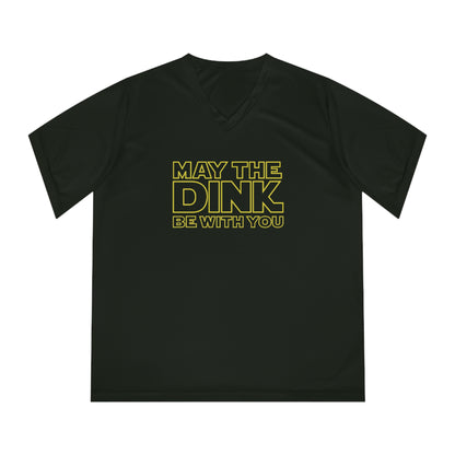 May The Dink Be With You.  Yellow Imprint. Women's Performance V-Neck