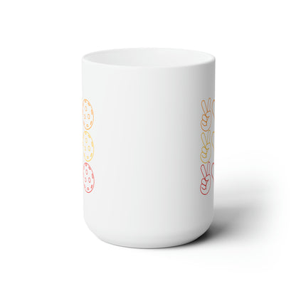 Peace, Love, Pickleball. 3 Color Imprint. 15 Oz White Coffee Mug