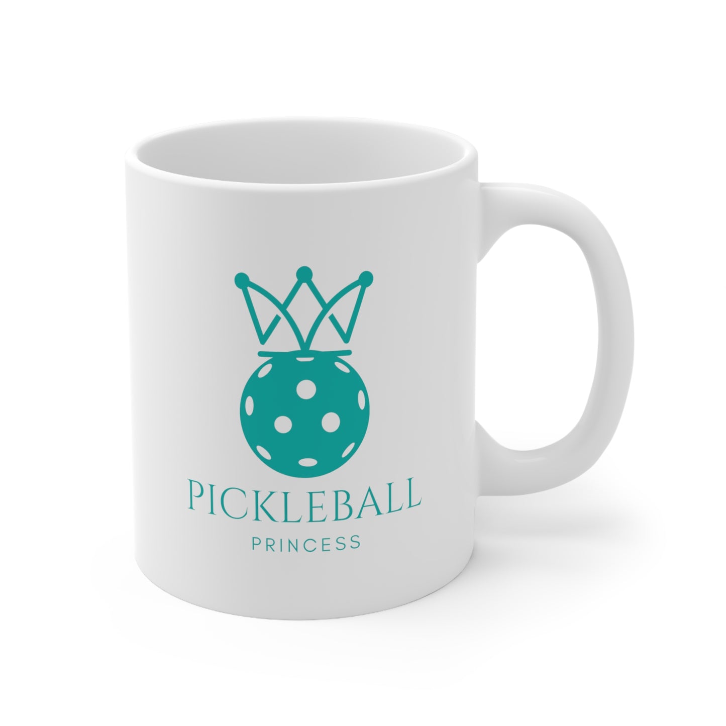 Pickleball Princess Tiffany Blue Imprint. 11 Oz White Coffee Mug