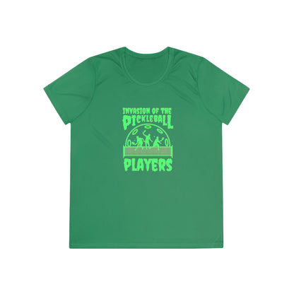 Invasion Of The Pickleball Players.  Green Imprint. Women's Moisture Wicking