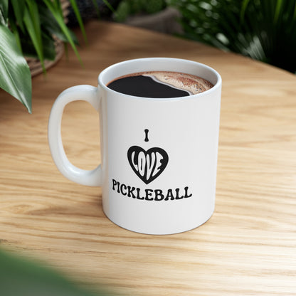 I Love Pickleball 11 Oz White Coffee Mug