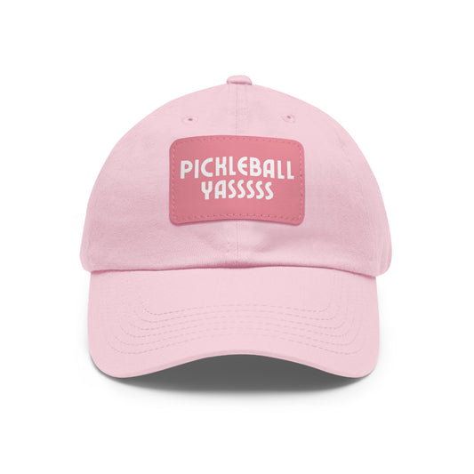 Pickleball YASSSSS Baseball Cap with Leather Patch