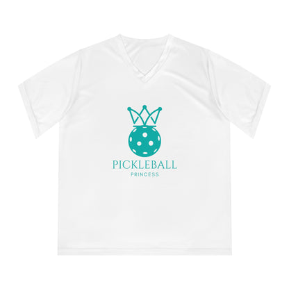 Pickleball Princess Tiffany Blue Imprint. Women's Performance V-Neck