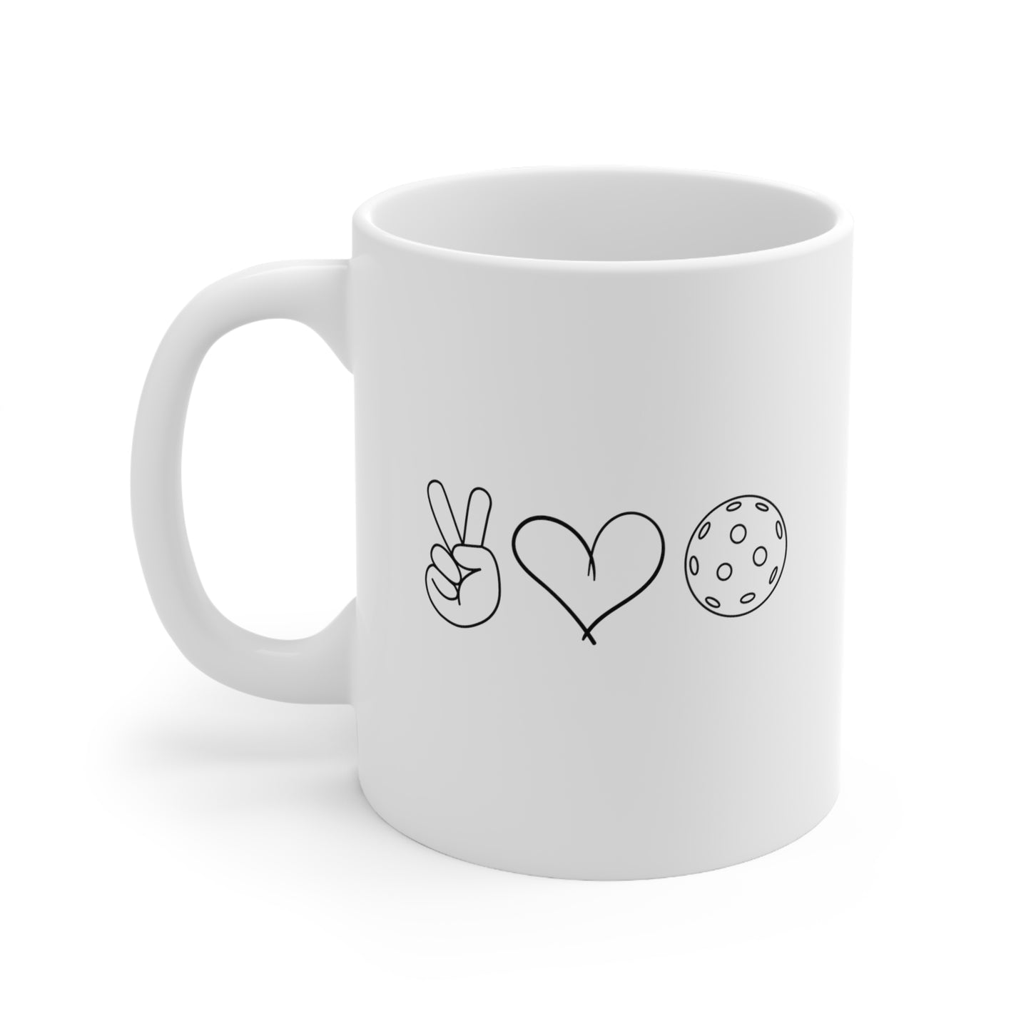 Peace, Love, Pickleball 11 Oz White Coffee Mug