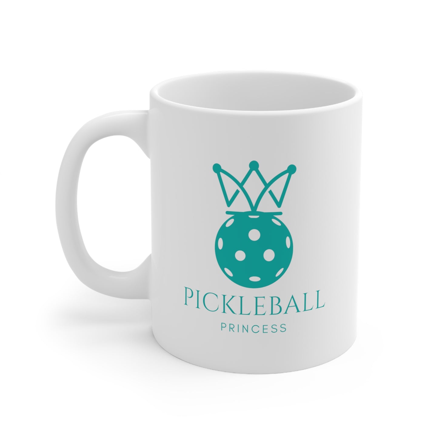 Pickleball Princess Tiffany Blue Imprint. 11 Oz White Coffee Mug