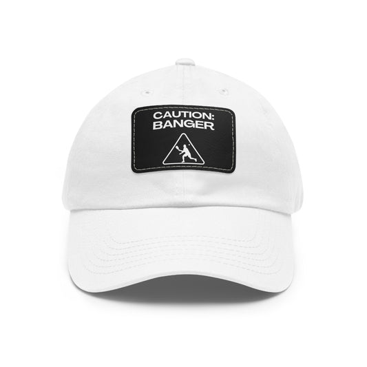 Caution: Banger Baseball Cap with Leather Patch