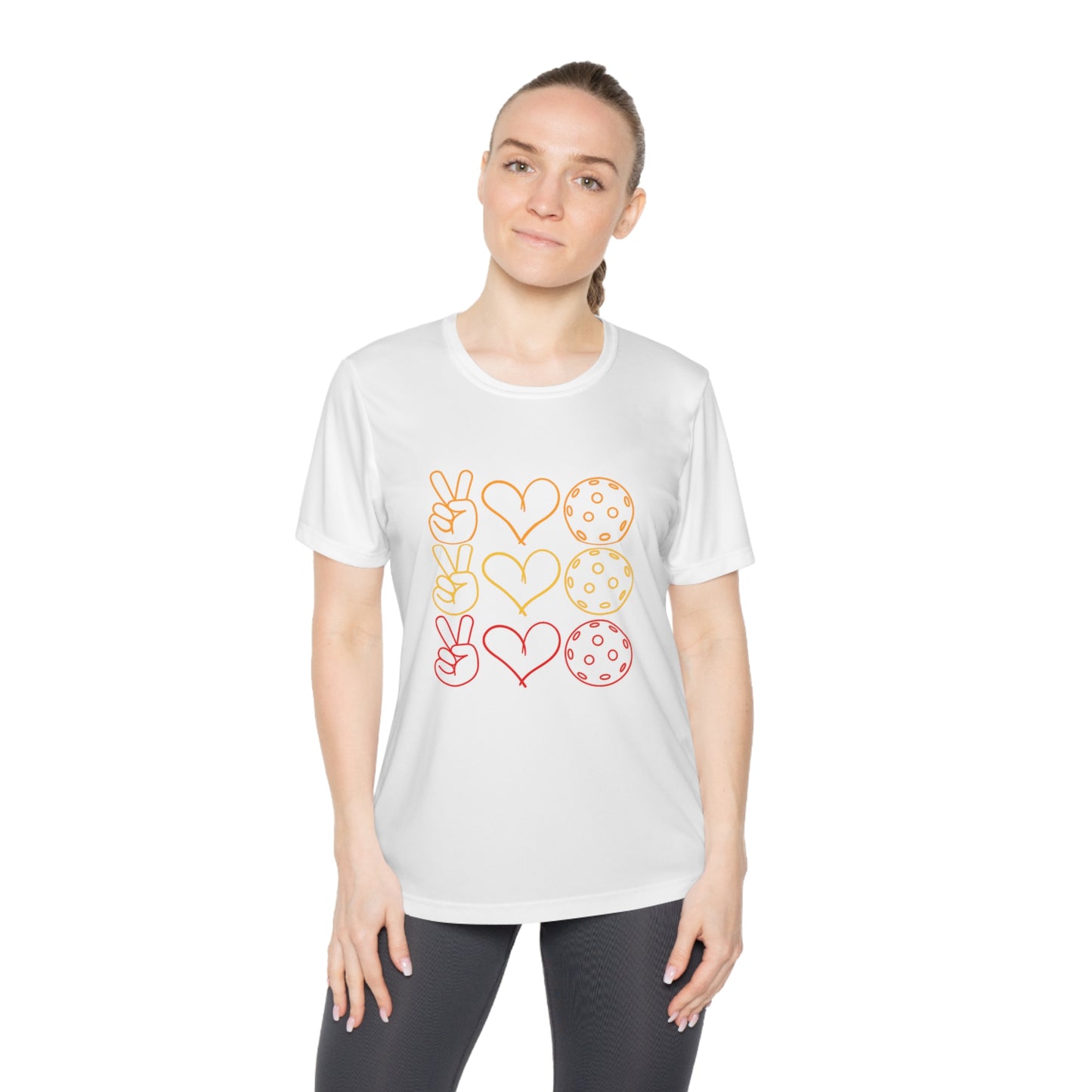 Peace, Love, Pickleball. 3 Color Imprint. Women's Moisture Wicking