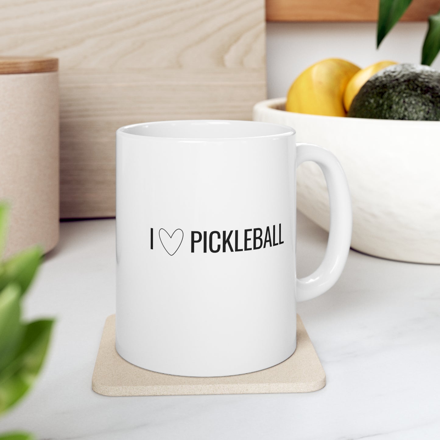 I Heart Pickleball 11 Oz White Coffee Mug