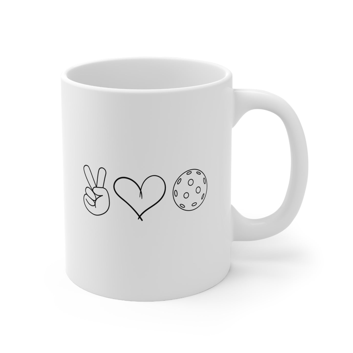 Peace, Love, Pickleball 11 Oz White Coffee Mug