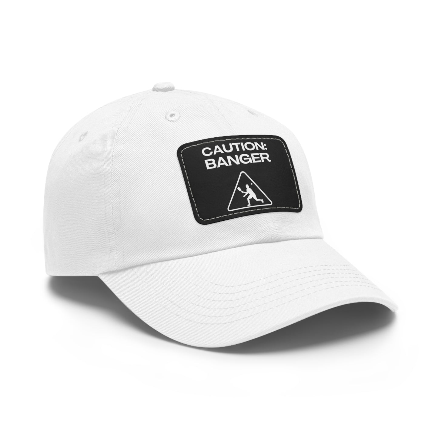 Caution: Banger Baseball Cap with Leather Patch