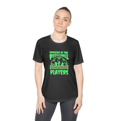 Invasion Of The Pickleball Players.  Green Imprint. Women's Moisture Wicking