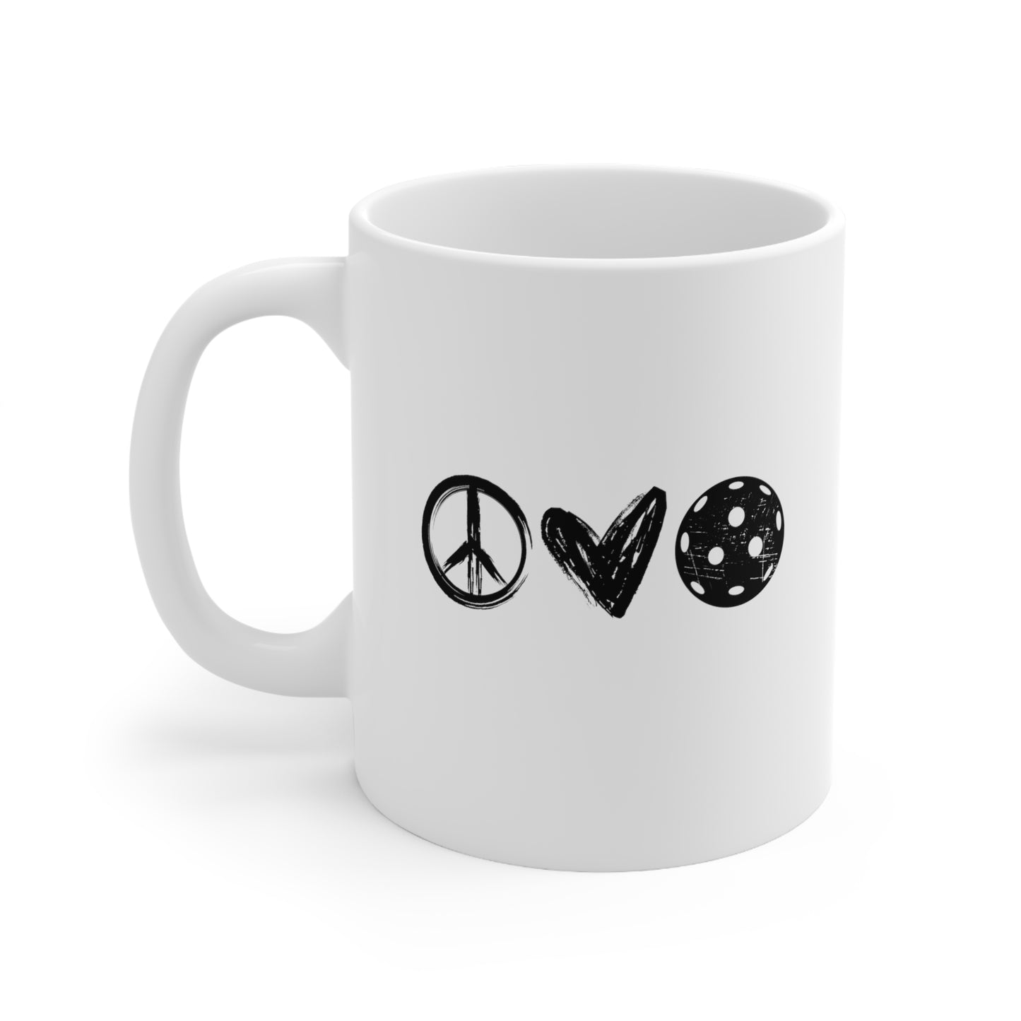 Peace, Love, Pickleball 11 Oz White Coffee Mug