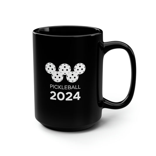 Pickleball 2024 15 Oz Black Coffee Mug