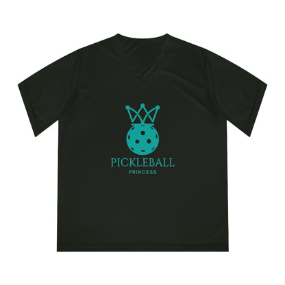 Pickleball Princess Tiffany Blue Imprint. Women's Performance V-Neck