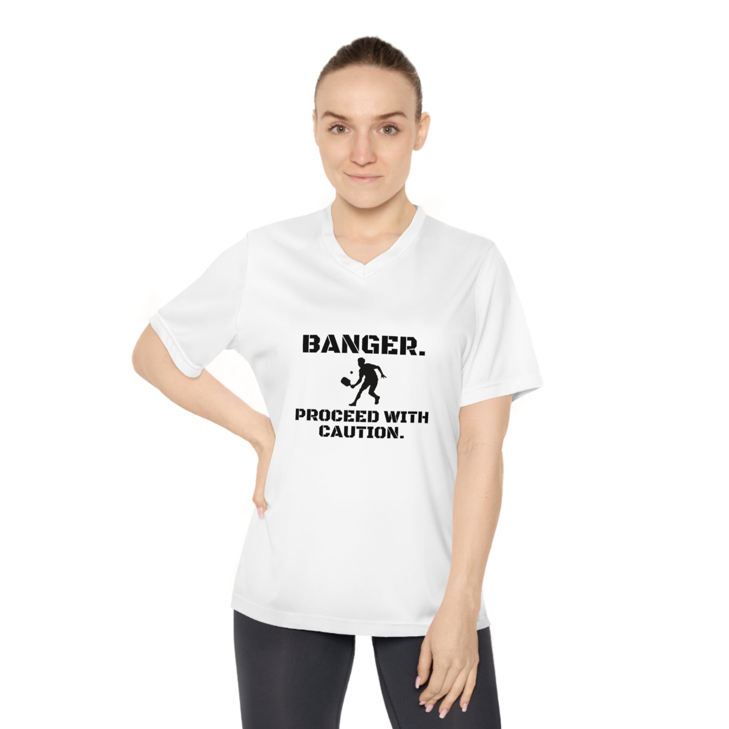 Banger. Proceed With Caution. Women's Performance V-Neck