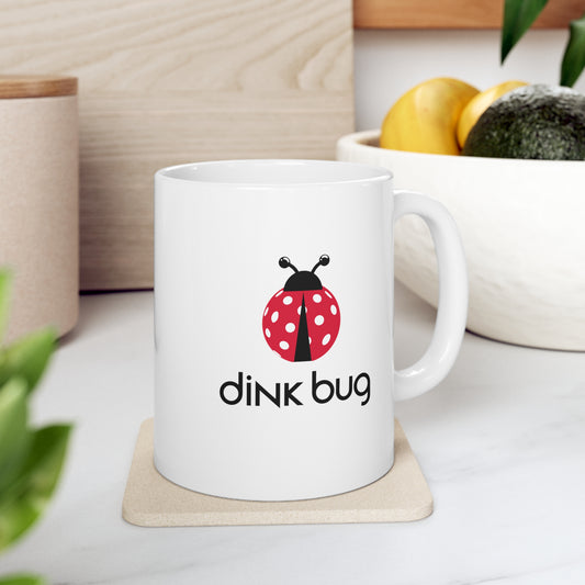 dink bug. Color Imprint. 11 Oz White Coffee Mug