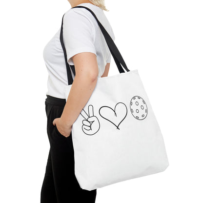 Peace, Love, Pickleball Tote Bag