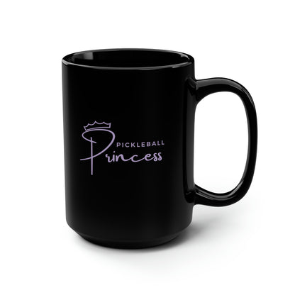 Pickleball Princess Purple Imprint. 15 Oz Black Coffee Mug