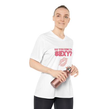 Do You Dink I'm Sexy? Color Imprint. Women's Performance V-Neck