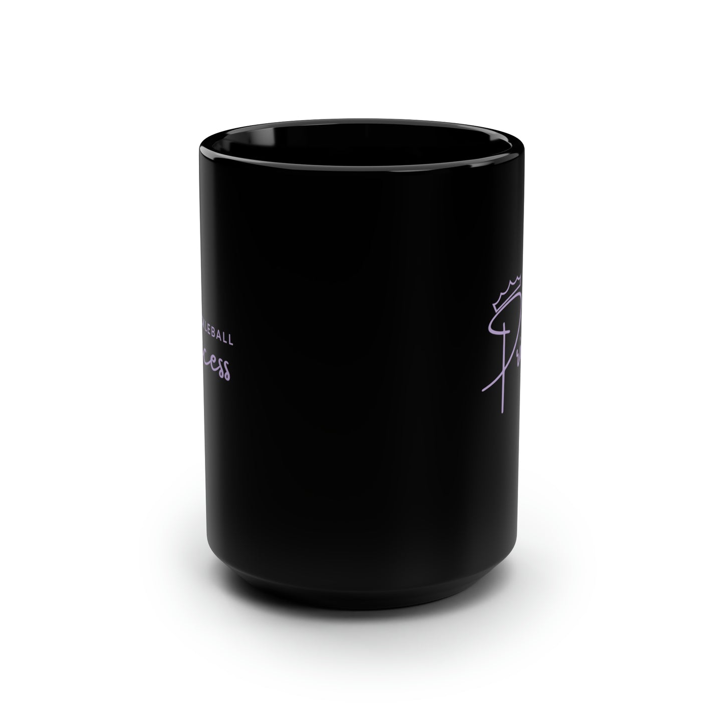 Pickleball Princess Purple Imprint. 15 Oz Black Coffee Mug