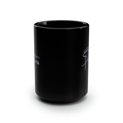 Pickleball Princess Purple Imprint. 15 Oz Black Coffee Mug