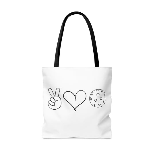 Peace, Love, Pickleball Tote Bag