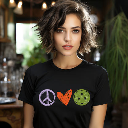 Peace, Love, Pickleball. Color Imprint. Bella+Canvas